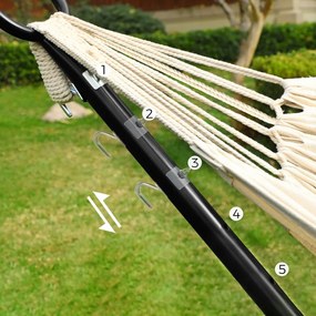 Hintaágy állvánnyal, 5 állítható magasság, bézs, 210 x 150 cm