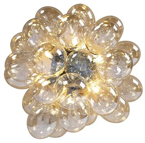 Design mennyezeti lámpa fekete borostyánüveggel 6 lámpás - Uvas