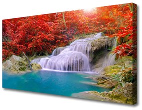 Canvas kép Őszi erdei vízesés 120x60 cm