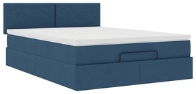 Ottomán ágy matraccal kék 140x190 cm szövet