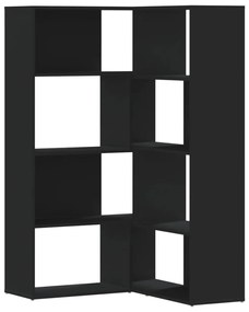 4 szintes fekete szerelt fa sarokkönyvespolc 85 x 85 x 140 cm