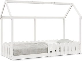 vidaXL fehér tömör fenyőfa házikó gyerekágykeret 80 x 200 cm