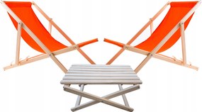 2X Kerti Napozóágy Fából Woodok Narancssárga Dohányzóasztal