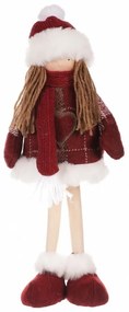 Karácsonyi dekoráció szövet kislány Kabát,magasság 35 cm, piros