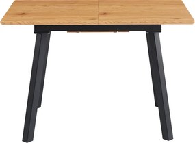 Kihúzható étkezőasztal, 120-160x80 cm, tölgy/fekete, DIRAN