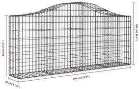 íves horganyzott vas gabion kosár 200x30x80/100 cm