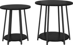 vidaXL Kisasztal készlet polcokkal 2 pcs Fekete tölgy