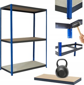 Helios fém tároló állvány műhely állvány 90x120x50cm 3Px175kg