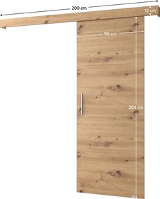 Tolóajtó, artisan tölgy/artisan tölgy/ezüst, SALDOR 90 1