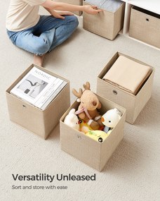 Hordozható tárolódobozok, 6 darabos szett, hajtogatható, homokbézs színben