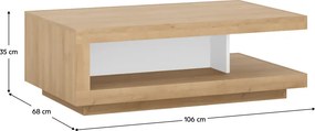 Dohányzóasztal LYOT01, tölgy riviera/fehér extra magasfényű, LEONARDO