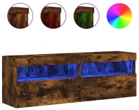 2 db füstös tölgy fali TV-szekrény LED-ekkel 60x30x40 cm