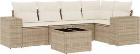 vidaXL 6 részes bézs polyrattan kerti ülőgarnitúra párnával