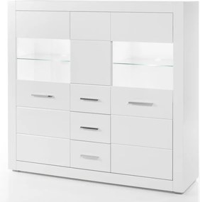 Bianco 3 ajtós 2 fiókos komód fényes fehér