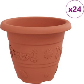 vidaXL Kerek Virágcserép 24 pcs Tégla Vörös Ø 26 x 21,5 cm Műanyag