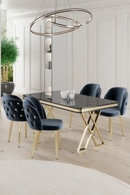 Rigel étkezőgarnitúra, fekete márvány-arany, 130 cm – TR240CHR2233