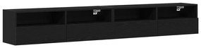 TV Faliszekrények 2 db Fekete Tömörfa 100x30x30 cm Mérnöki Fa