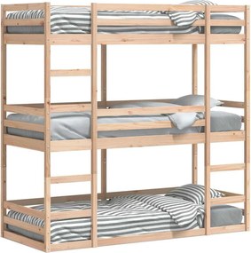 vidaXL tömör fenyőfa hármas emeletes ágy 80 x 200 cm