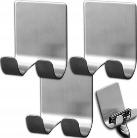 Fürdőszobai Akasztók Szett 3db Ezüst Öntapadós Akasztó 3M