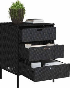 vidaXL fekete polyrattan kerti tárolószekrény 55 x 59 x 80 cm
