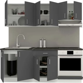 Benita konyhabútor szett V14, 200 cm - Antracit-Fehér