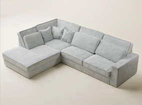 Világosszürke zsenília sarokkanapé (bal oldali-L alakú) Kirou – Maison de Rêve