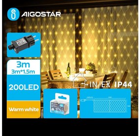 Aigostar B.V. Aigostar - LED Karácsonyi kültéri lánc 200xLED/8 funkció 6x1,5m IP44 meleg fehér AI1418