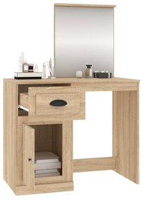 sonoma tölgy színű szerelt fa tükrös pipereasztal 90x50x132,5cm