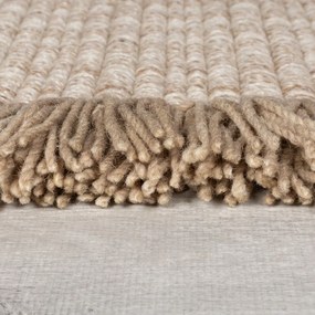 Bézs kézi szövésű gyapjúkeverék szőnyeg 120x170 cm Rene Fringed Ribbed – Flair Rugs
