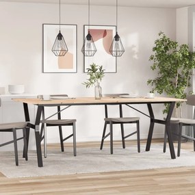 Tömör fenyőfa és acél étkezőasztal Y-vázzal 200x100x75 cm