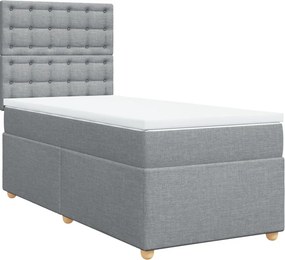 vidaXL világosszürke szövet rugós ágy matraccal 100 x 200 cm