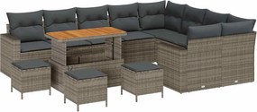 vidaXL Kerti Kanapé Szett 13 pcs Szürke polirattan