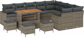 vidaXL Kerti Kanapé Szett 13 pcs Szürke polirattan