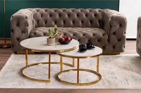 Portafino A dohányzóasztal szett fehér, arany 60/45 cm