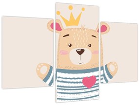 Kép - Teddy maci koronával (90x60 cm)