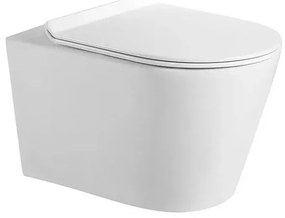 Stuxi Pearl White perem nélküli mély öblítésű íves fali WC, rejtett szerelésű, lecsapódásgátlós wc ülőkével