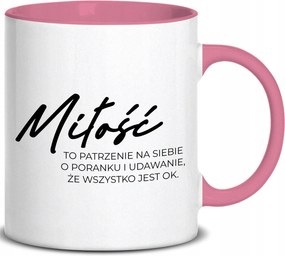 Bögre Rózsaszín Fül Nézni Magadra És Úgy Tenni, Mintha Minden Rendben Lenne Az Évfordulón