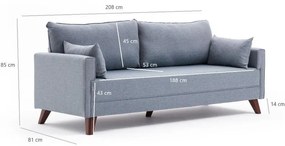 3 személyes kanapé Bella Soft Üçlü Koltuk - Kék