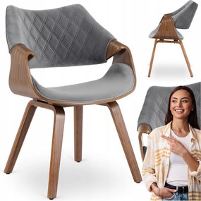 Kárpitozott Konyhai Fa Szék Étkező Nappali Szürke Dió Luise