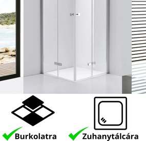 Stuxi Verona Duo 80x80 cm szögletes két csuklóajtós zuhanykabin, 6 mm vízlepergető üveggel, króm