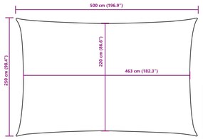 fekete téglalap alakú oxford-szövet napvitorla 2,5 x 5 m