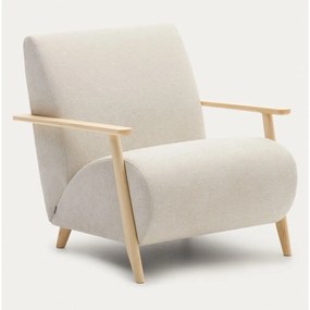 Bézs-krémszínű zsenília fotel Meghan – Kave Home