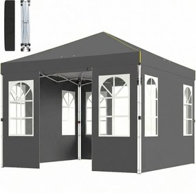 Outsunny 3 x 3 m vízálló pop-up pavilon — összecsukható kerti parti sátor, téltűrő, egygombos gyors beállítás, UV50+, oldalfalakkal és rögzítő készlet