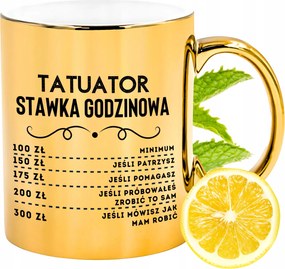 Prémium Arany Csillogó Bögre Tetováló Ajándék Nyomtatott Fotóval