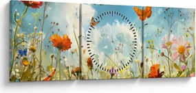 Kép - Pillangók a nyári réten (órával) (90x30 cm)