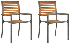 vidaXL Kerti összecsukható székek 2 pcs Barna és Szürke