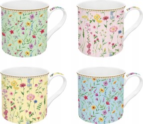 4x nagy bögre 300 ml minimalizmus színes virágok ajándék