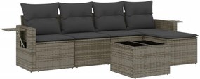 vidaXL 6 részes szürke polyrattan kerti ülőgarnitúra párnákkal