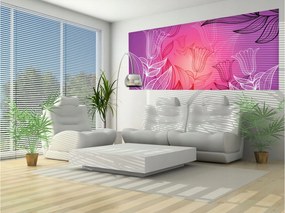 Fotótapéta Tulipánok színátmenetes rózsaszín és vonalak rózsaszín alapon 250x104 +ragasztó