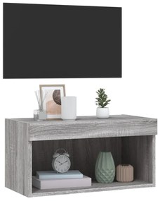 szürke sonoma színű TV-szekrény LED-világítással 60x30x30 cm